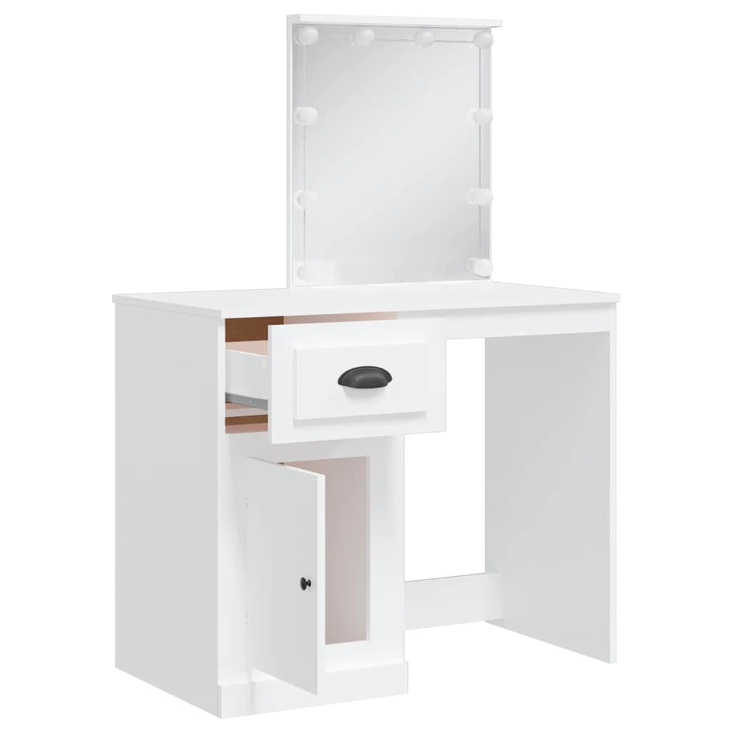 Valkoinen peilipöytä led-valoilla Crisitna 90x42x132,5cm