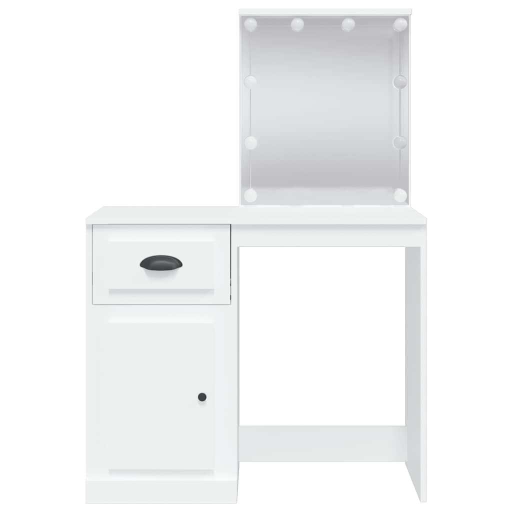 Valkoinen peilipöytä led-valoilla Crisitna 90x42x132,5cm