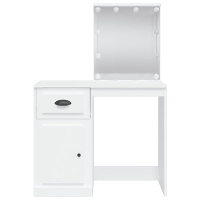 Peilipöytä LED-valoilla valkoinen 90x42x132,5 cm