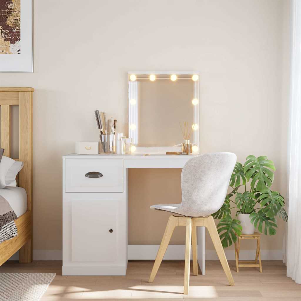 Valkoinen peilipöytä led-valoilla Crisitna 90x42x132,5cm
