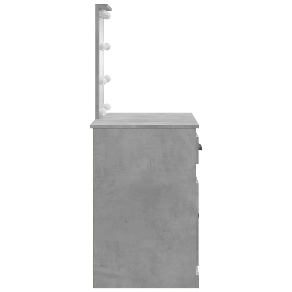 Betoninharmaa peilipöytä led-valoilla Crisitna 90x42x132,5cm