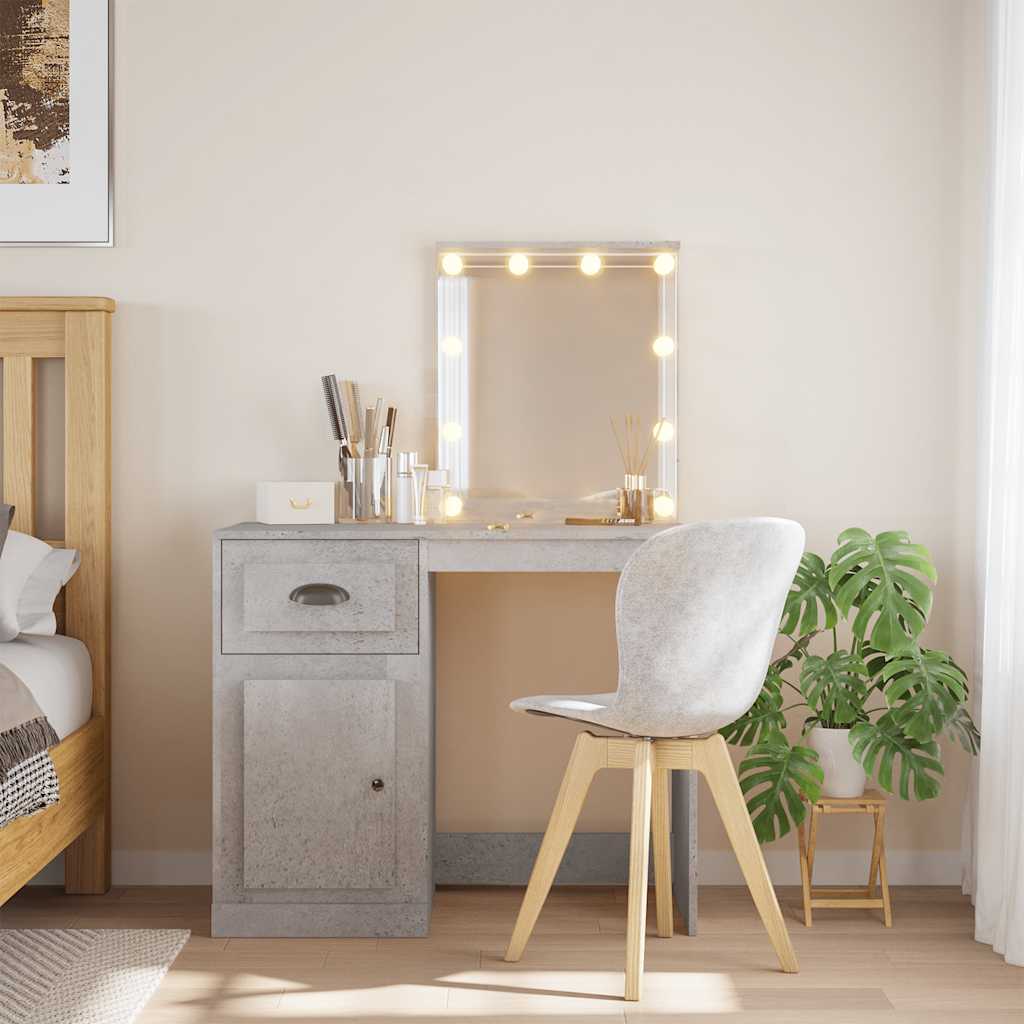 Betoninharmaa peilipöytä led-valoilla Crisitna 90x42x132,5cm