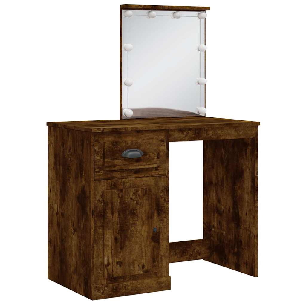 Savutammi peilipöytä led-valoilla Crisitna 90x42x132,5cm