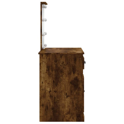 Peilipöytä LED-valoilla savutammi 90x42x132,5 cm
