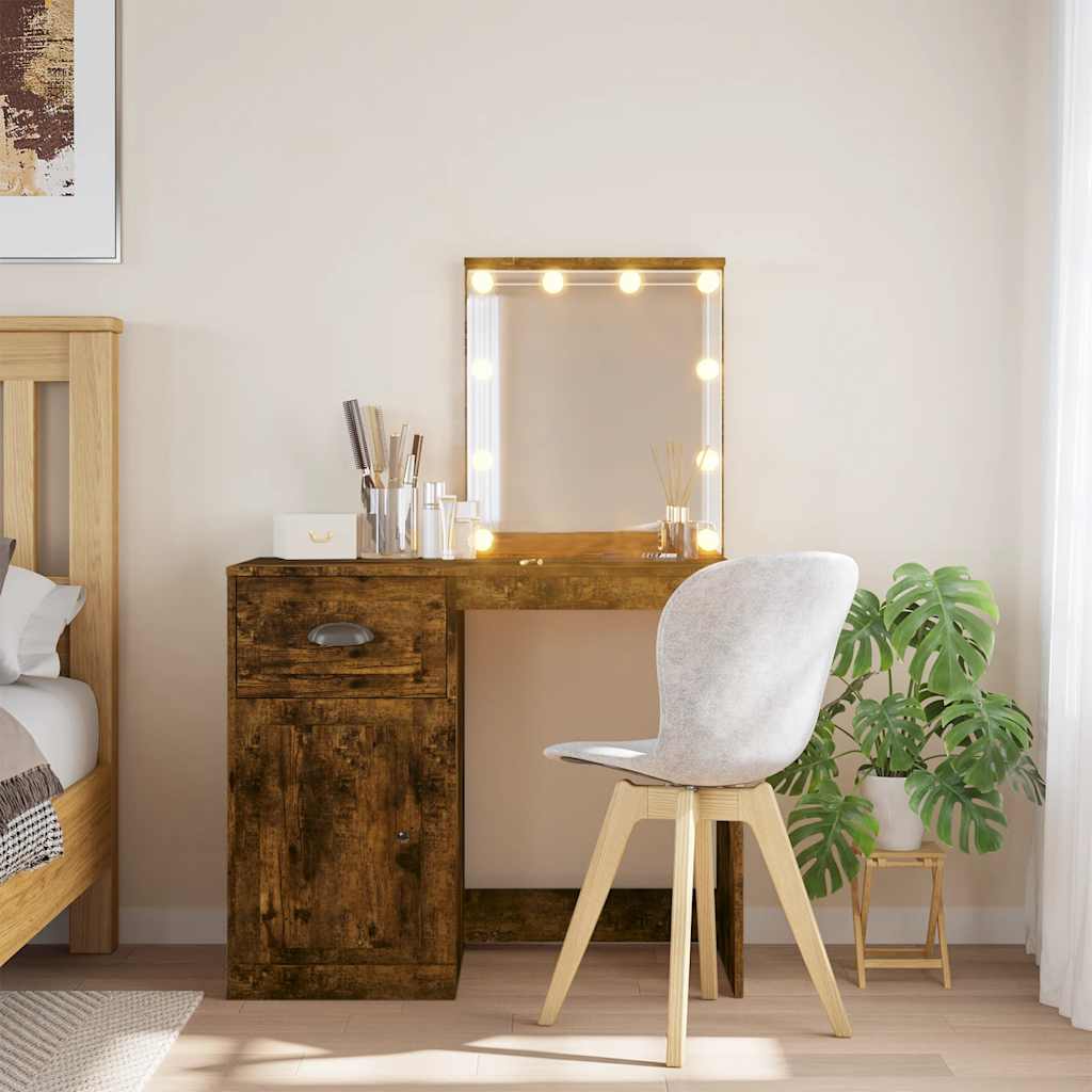 Savutammi peilipöytä led-valoilla Crisitna 90x42x132,5cm