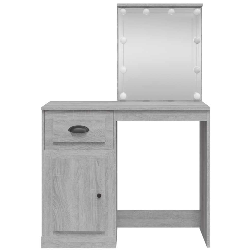 Harmaa peilipöytä led-valoilla Crisitna 90x42x132,5cm