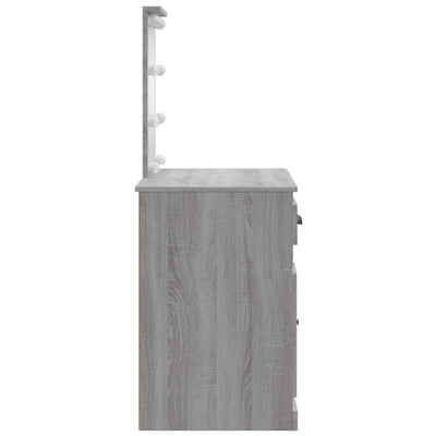 Peilipöytä LED-valoilla harmaa Sonoma 90x42x132,5 cm
