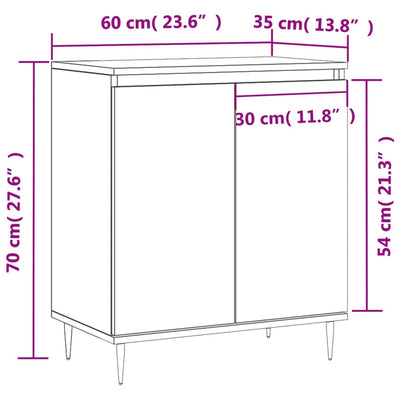 Senkki ruskea tammi 60x35x70 cm tekninen puu