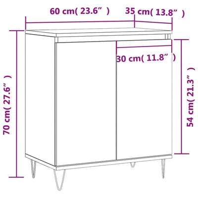 Senkki ruskea tammi 60x35x70 cm tekninen puu