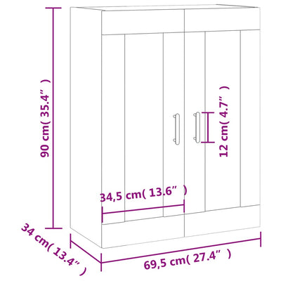 Seinäkiinnitettävä kaappi savutammi 69,5x34x90 cm