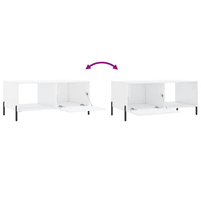 Valkoinen sohvapöytä Dorinuta 90x50x40cm (korkeakiilto, puinen)