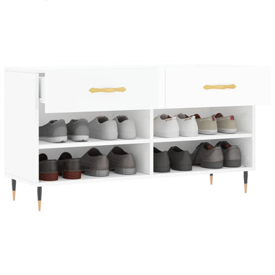 Valkoinen kenkäkaappi Rosevelt 102x35x55cm (korkeakiilto, puinen)