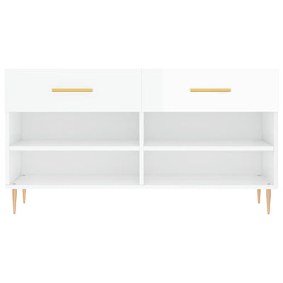 Valkoinen kenkäkaappi Sein 102x35x55cm (korkeakiilto, puinen)