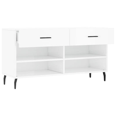 Kenkäkaappi korkeakiilto valkoinen 102x35x55 cm tekninen puu