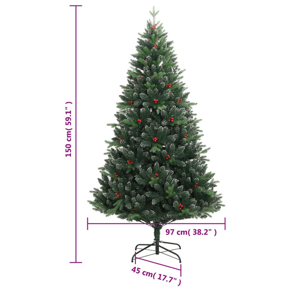 Tekojoulukuusi saranoilla ja punaisilla marjoilla Crisandra 150cm