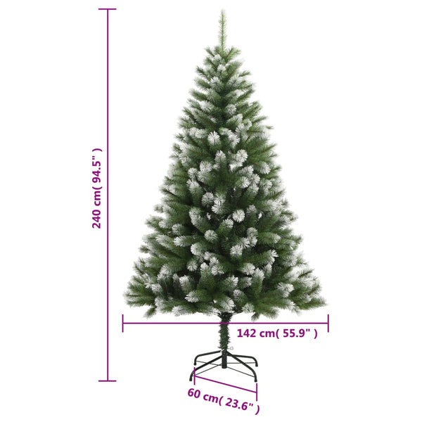 Tekojoulukuusi saranoilla ja lumihuurteella Liiana 240cm
