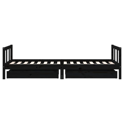 Lasten sängynrunko musta 90x200 cm täysi mänty