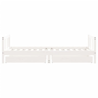 Valkoinen lasten sängynrunko laatikoilla Royal 90x190cm (mänty)