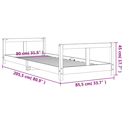 Lasten sängynrunko 80x200 cm täysi mänty