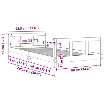 Lasten sängynrunko Culda 90x200cm (mänty)