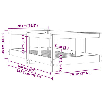 Lasten sängynrunko Culda 70x140cm (mänty)