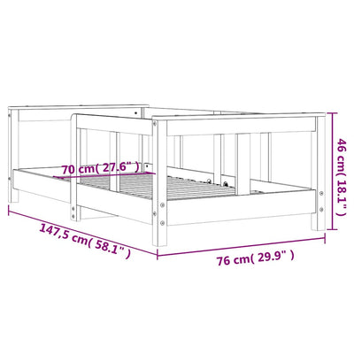 Valkoinen lasten sängynrunko Culda 70x140cm (mänty)
