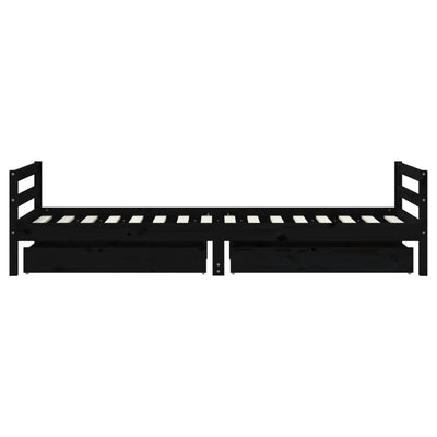 Lasten sängynrunko laatikoilla musta 80x200 cm täysi mänty