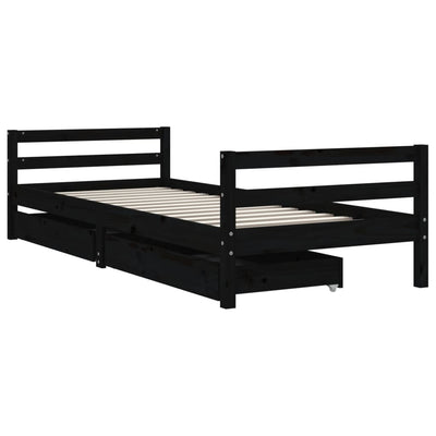 Lasten sängynrunko musta 90x200 cm täysi mänty