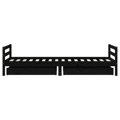Lasten sängynrunko musta 90x200 cm täysi mänty