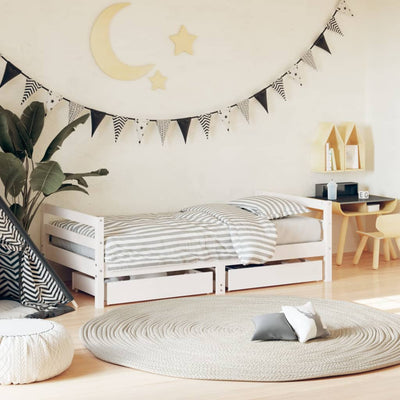 Valkoinen lasten sängynrunko laatikoilla Sipe 80x160cm (mänty)
