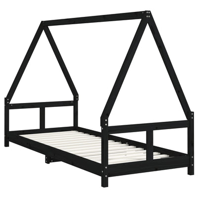 Lasten sängynrunko musta 80x200 cm täysi mänty
