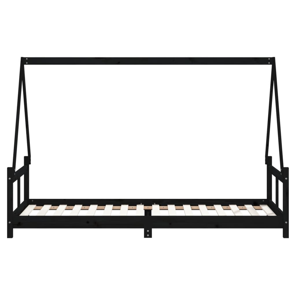 Musta lasten sängynrunko Jacki 80x200cm (mänty)