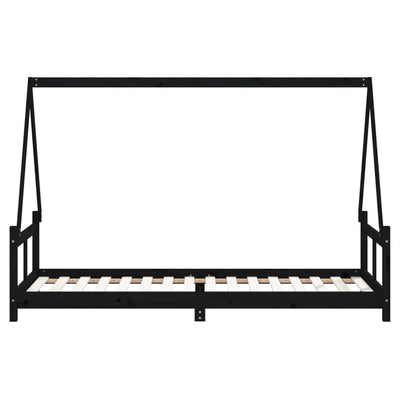 Lasten sängynrunko musta 80x200 cm täysi mänty