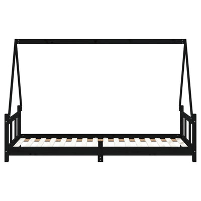 Lasten sängynrunko musta 90x200 cm täysi mänty