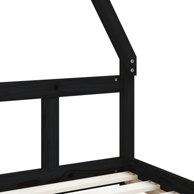 Lasten sängynrunko musta 90x200 cm täysi mänty