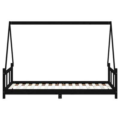 Lasten sängynrunko musta 90x190 cm täysi mänty