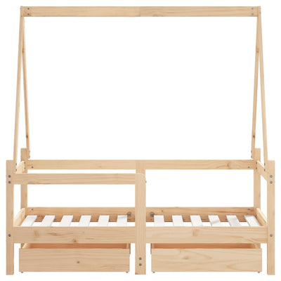 Lasten sängynrunko laatikoilla 70x140 cm täysi mänty