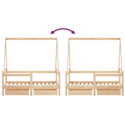 Lasten sängynrunko laatikoilla Braydon 70x140cm (mänty)