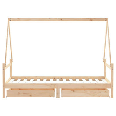 Lasten sängynrunko laatikoilla 90x190 cm täysi mänty