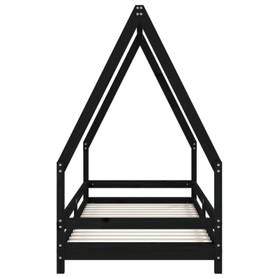 Lasten sängynrunko musta 80x200 cm täysi mänty