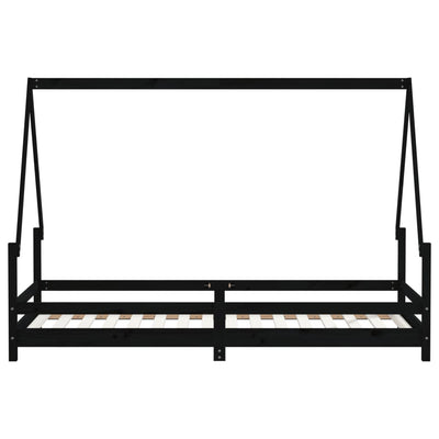 Lasten sängynrunko musta 80x200 cm täysi mänty