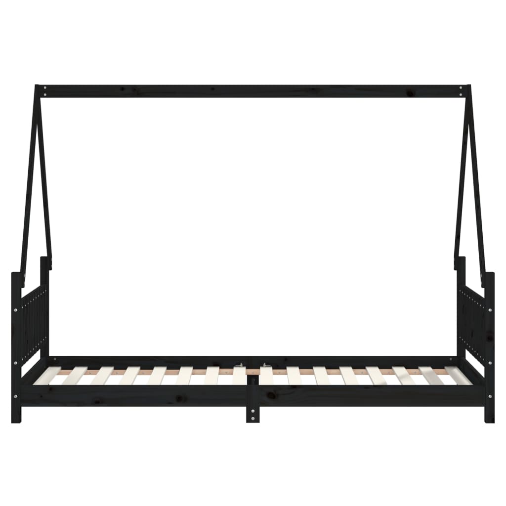 Musta lasten sängynrunko Alanei 80x200cm (mänty)