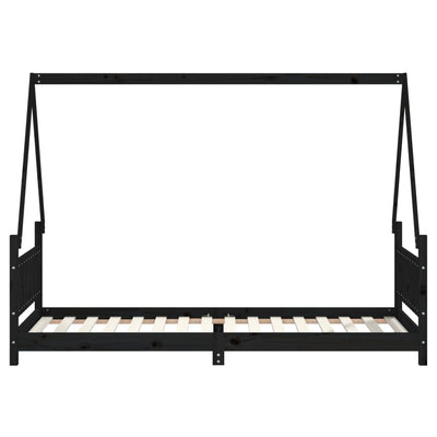 Lasten sängynrunko musta 80x200 cm täysi mänty