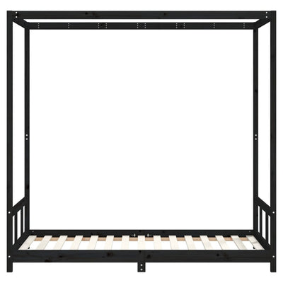 Lasten sängynrunko musta 90x190 cm täysi mänty