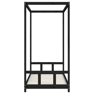 Lasten sängynrunko musta 90x190 cm täysi mänty