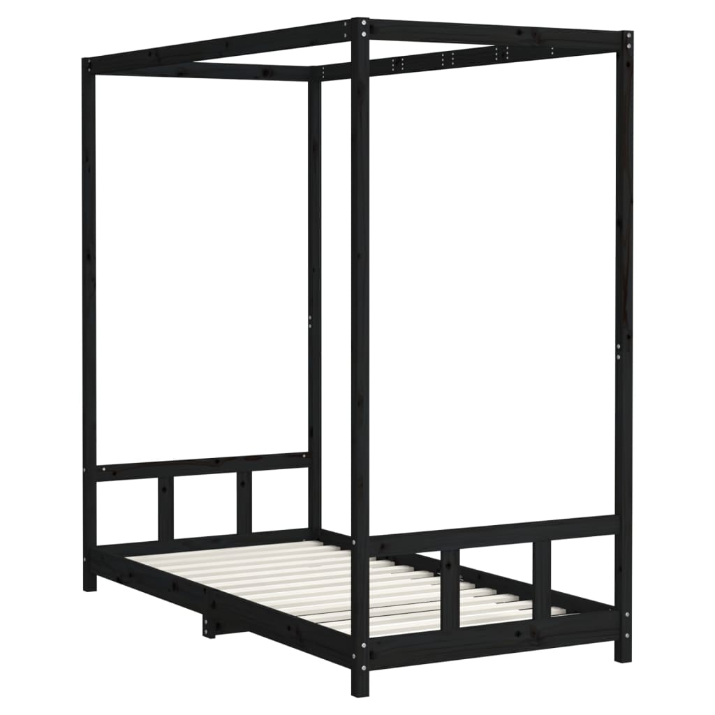 Musta lasten sängynrunko Manolin 90x190cm (mänty)