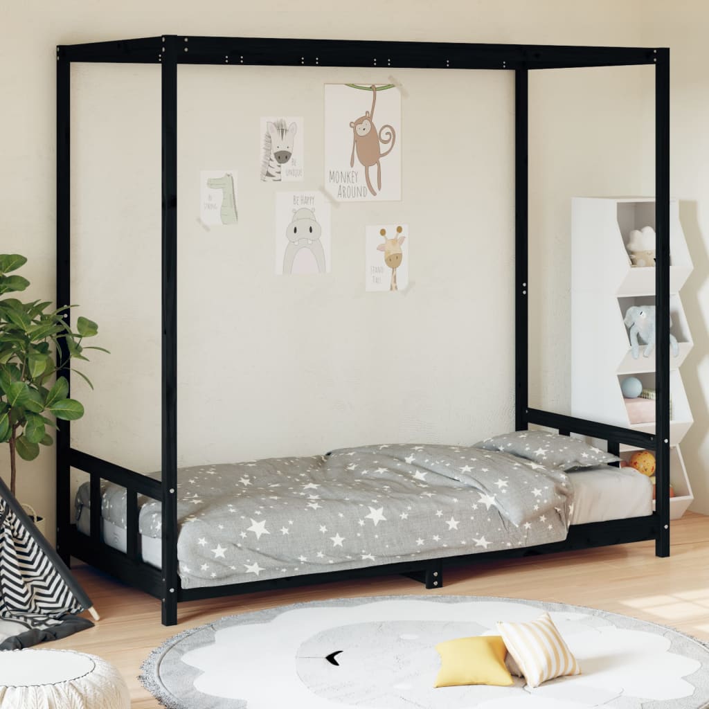 Musta lasten sängynrunko Manolin 90x190cm (mänty)