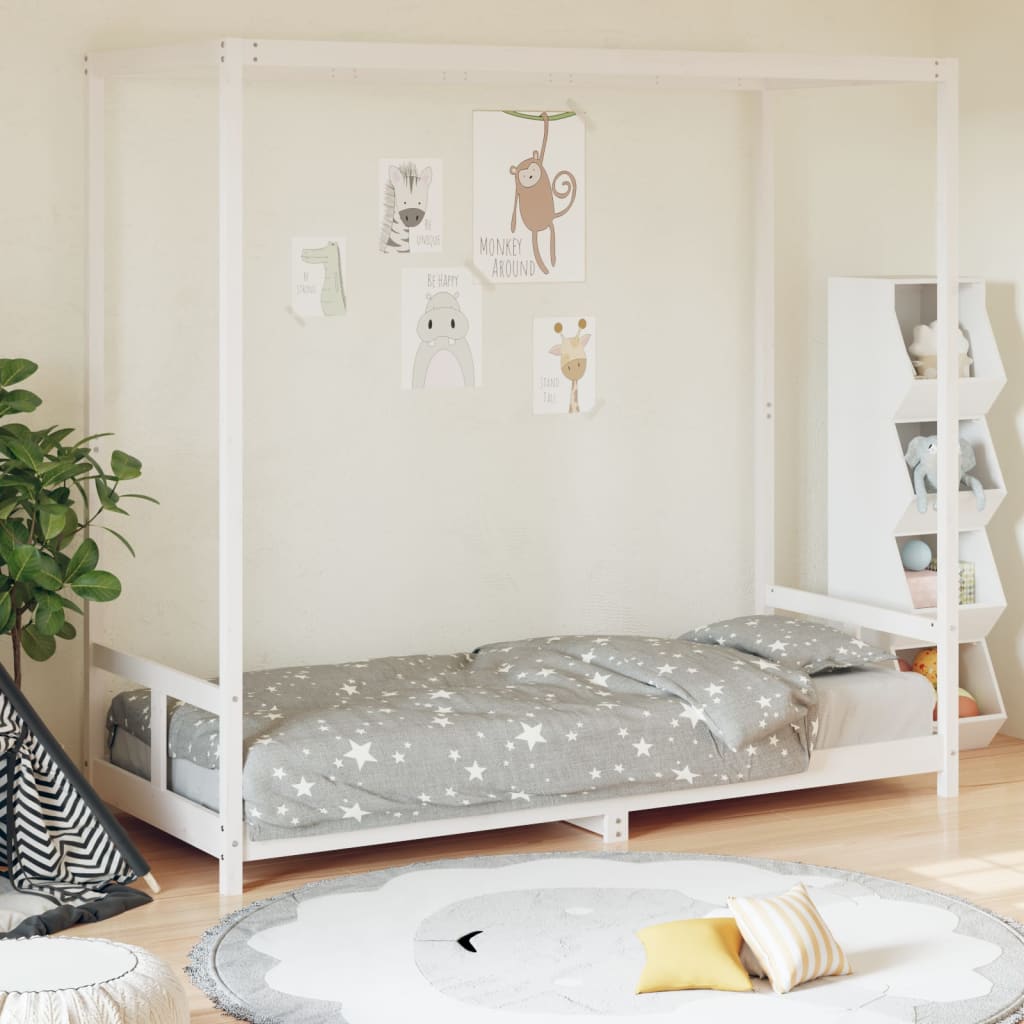 Valkoinen lasten sängynrunko Manolin 80x200cm (mänty)
