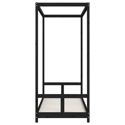 Lasten sängynrunko musta 80x200 cm täysi mänty