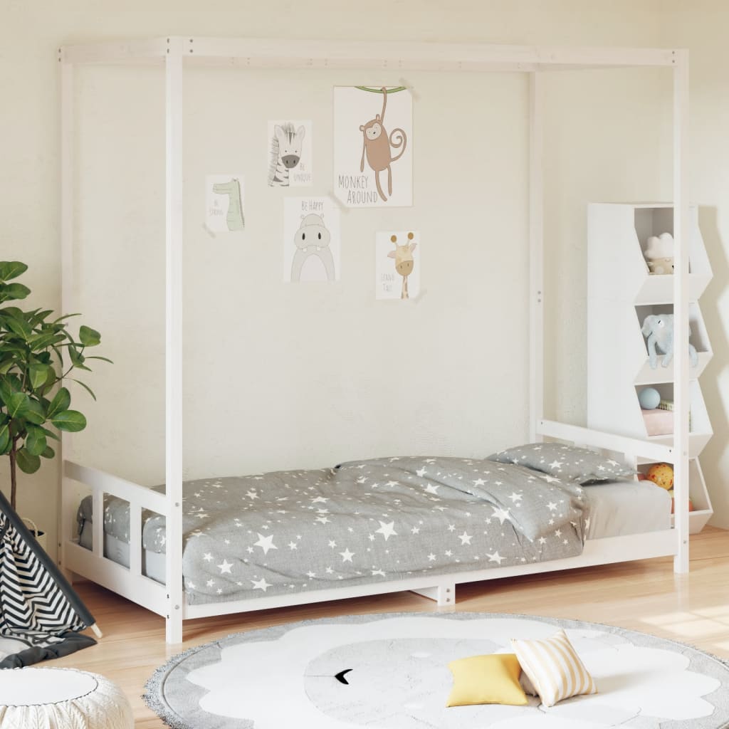 Valkoinen lasten sängynrunko Manolin 90x200cm (mänty)